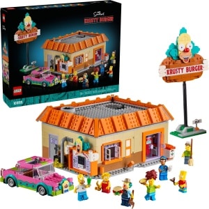 LEGO 10352 Icons The Simpsons: Krusty Burger box and built set
