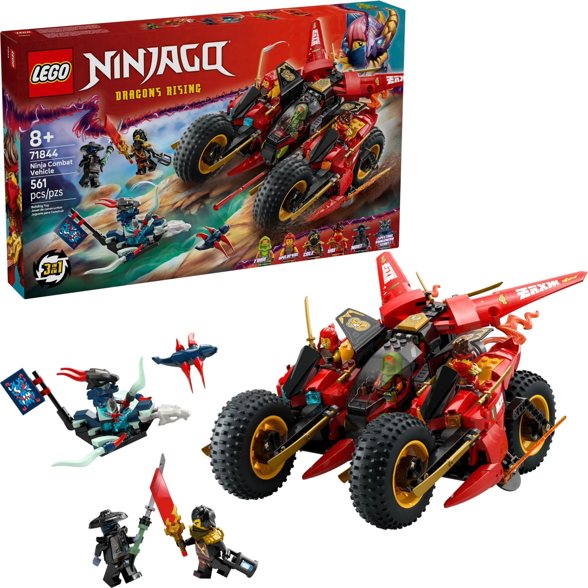 LEGO 71844 NINJAGO Ninja Combat Vehicle box and built set