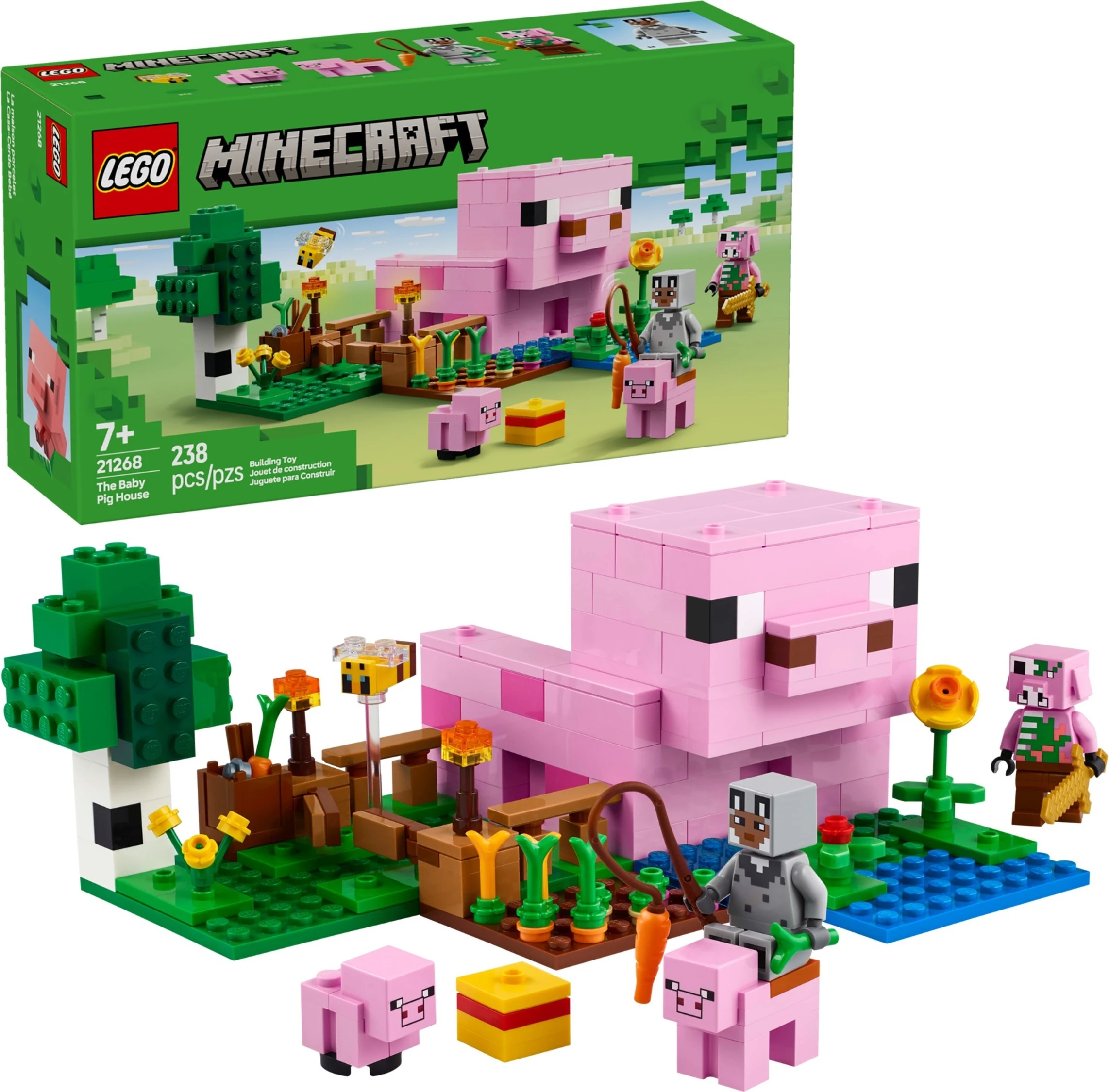 LEGO 21268 Minecraft The Baby Pig House box and built set
