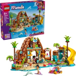 LEGO 42673 Friends Family Holiday Beach Resort box and built set