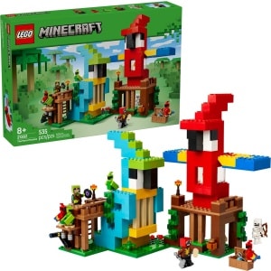 LEGO 21282 Minecraft The Parrot Houses box and built set