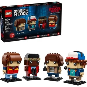 LEGO 40801 BrickHeadz Mike, Dustin, Lucas and Will Figures box and built set