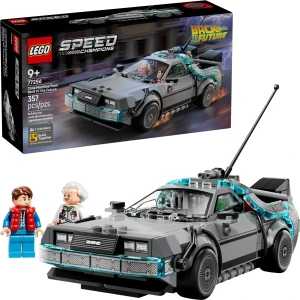 LEGO 77256 Speed Champions Time Machine from Back to the Future box and built set